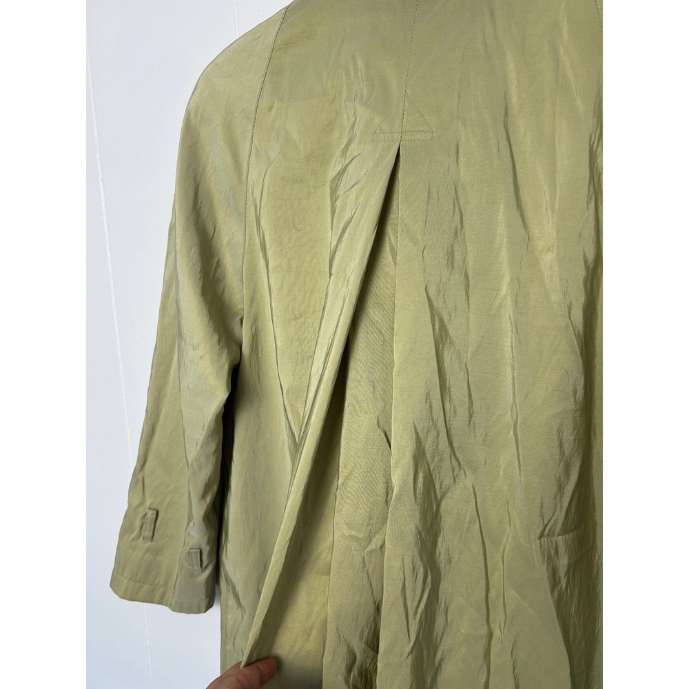 VTG 80s Jones New York Petites Spring Trench Coat Iridescent Green Size 6P USA - Picture 5 of 12